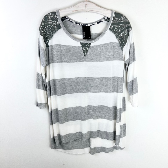 Anthropologie Tops - Anthropologie Dolan Gray White Striped Top Medium Boho Dot Print Tunic Shirt